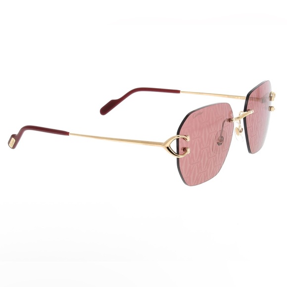 Cartier Geometric Frame Sunglasses Pink / Red BRAND NEW - Picture 7 of 11